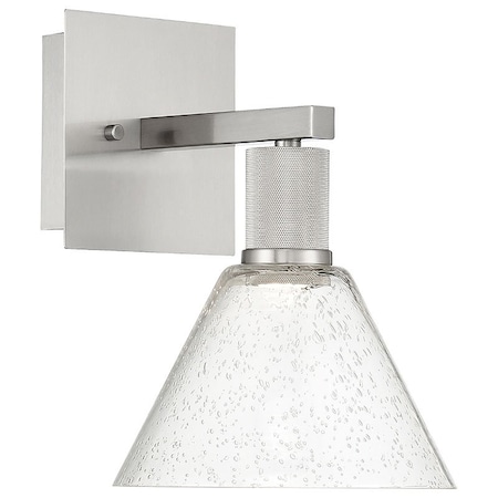 Access Lighting Port Nine Martini, Martini LED Wall Sconce, Brushed Steel Finish, Seeded Glass 63143LEDD-BS/SDG